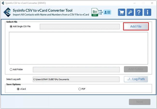 Sysinfo CSV to vCard Converter media 1