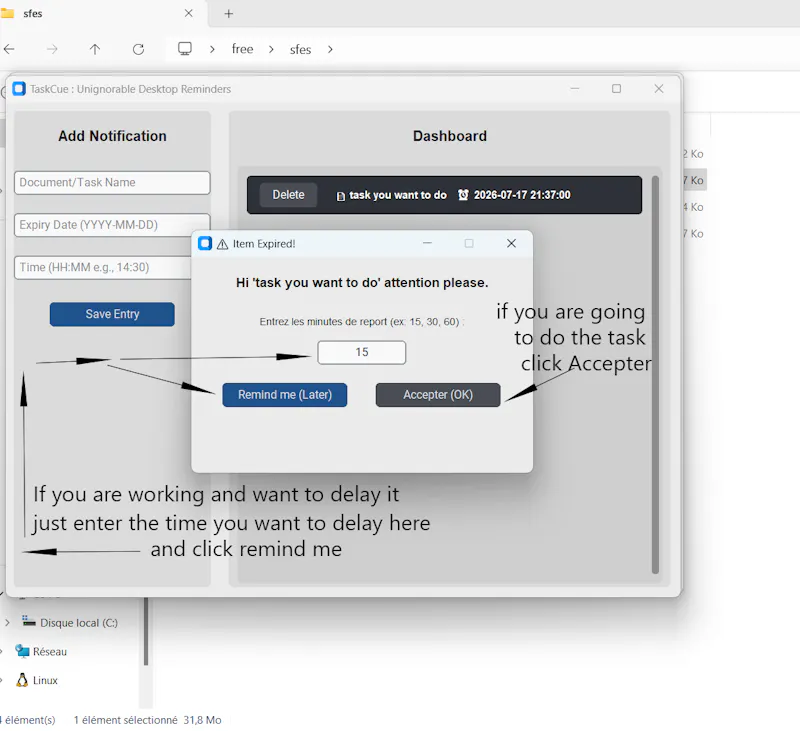 TaskCue: Unignorable Desktop Reminders screenshot 2