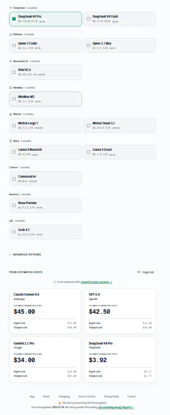 AI Model Cost Calculator gallery image