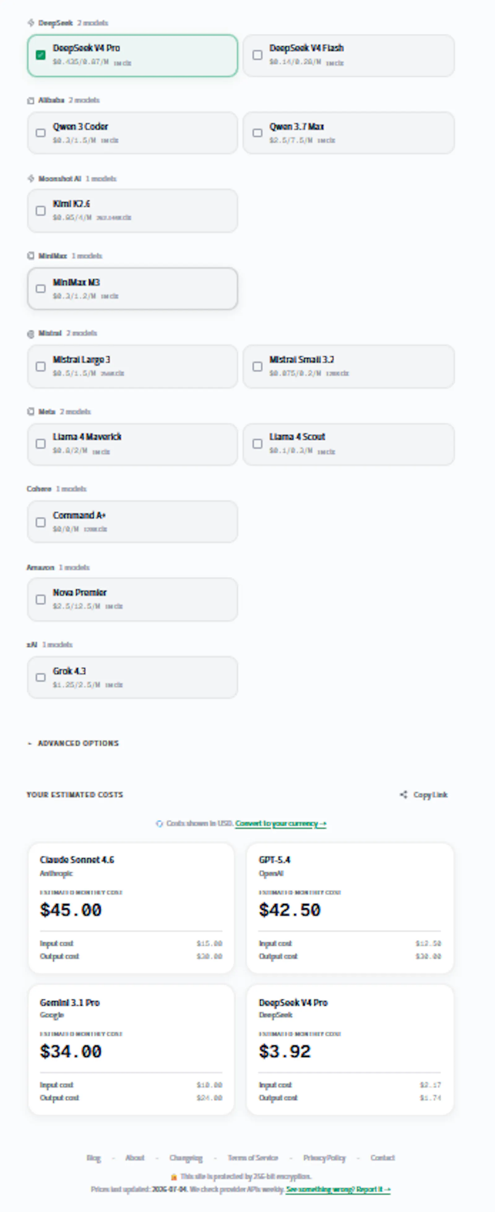 AI Model Cost Calculator screenshot 3