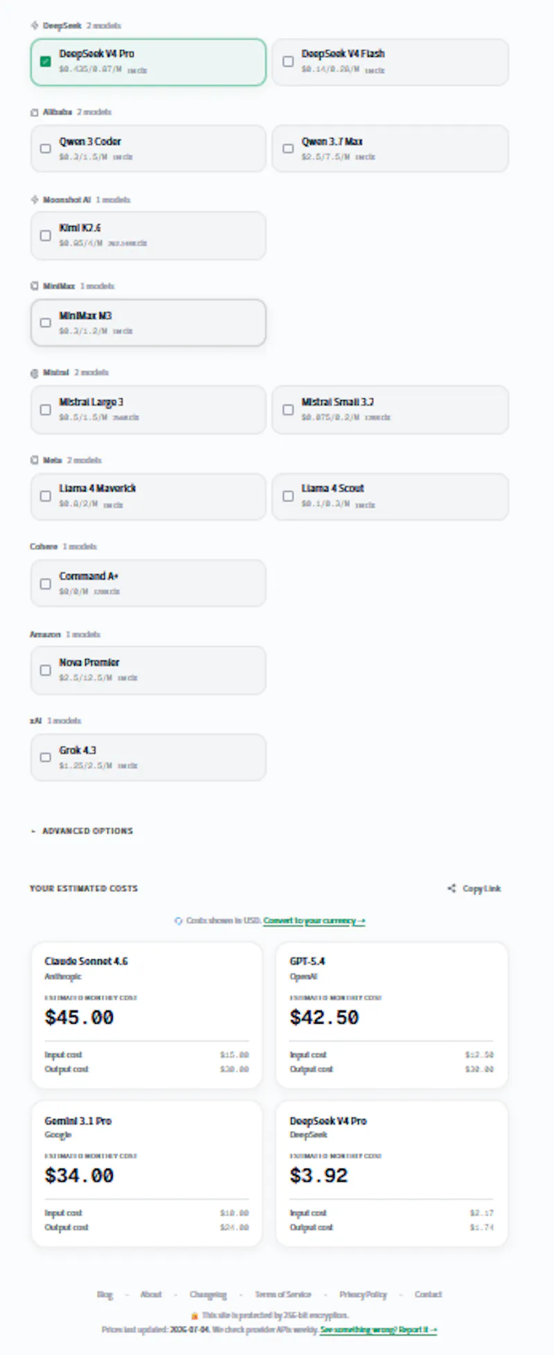 AI Model Cost Calculator screenshot 3