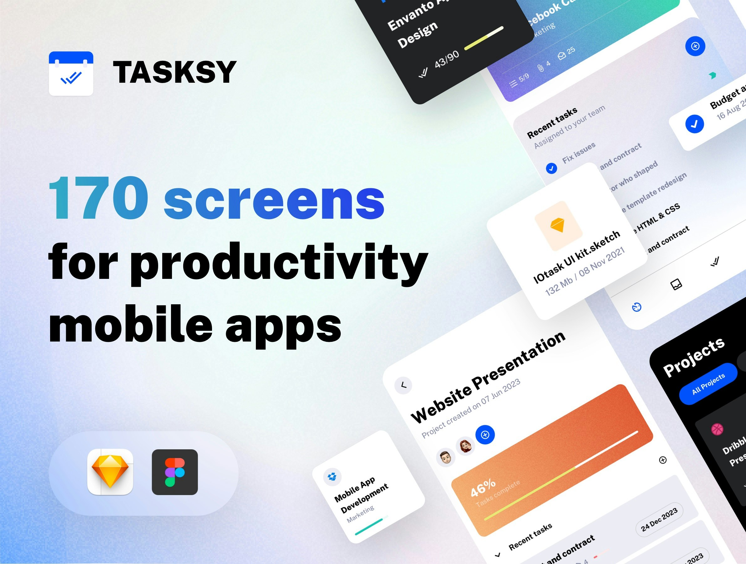 Mídia 1 de Kit de interface do usuário móvel Tasksy