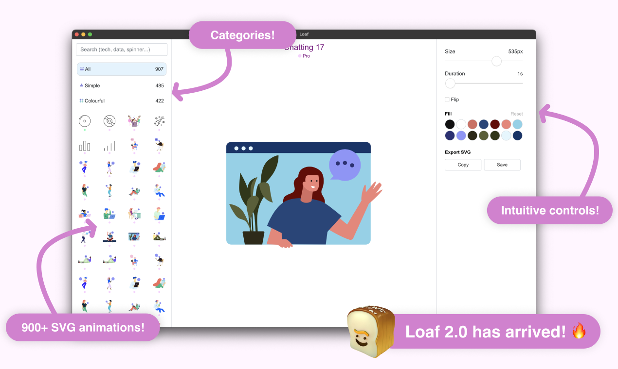 Loaf 2.0 - Een SVG -editor met 900 premium -animaties! media 1
