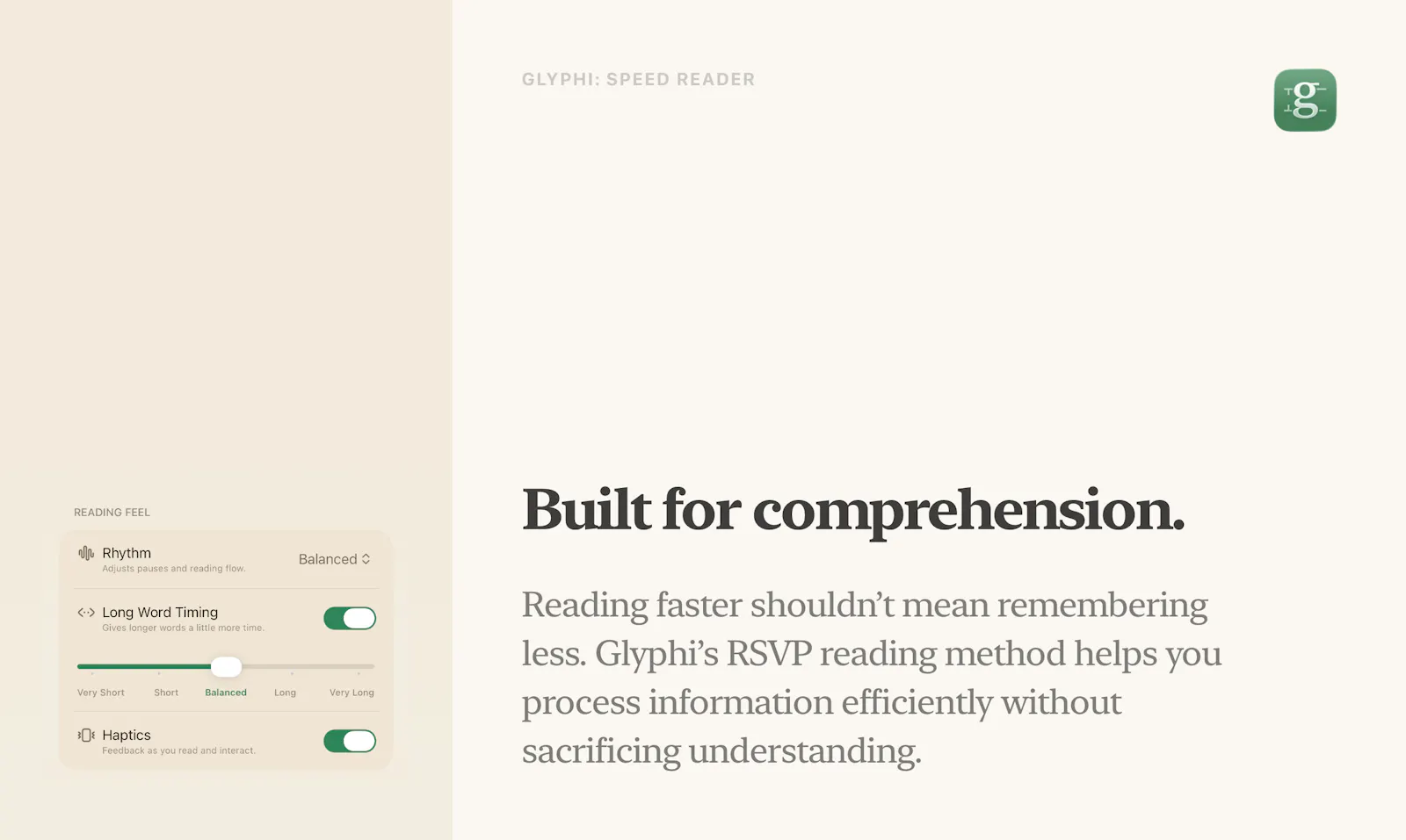 Glyphi: Speed Reader screenshot 3