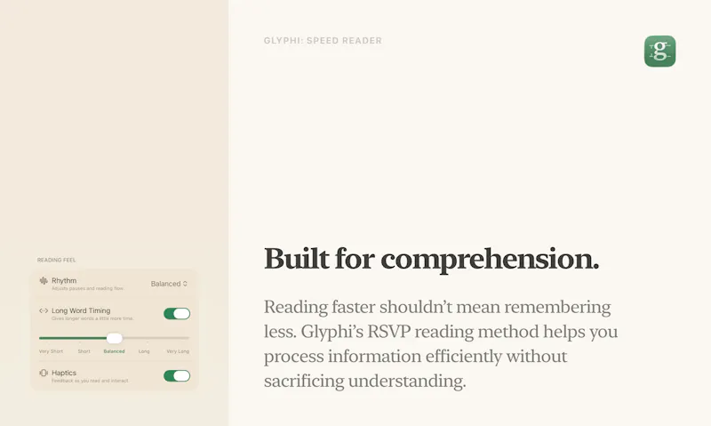 Glyphi: Speed Reader screenshot 3