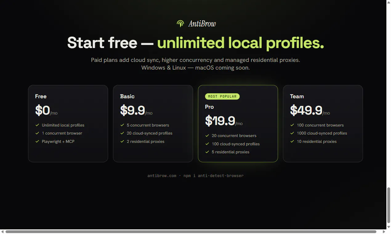 AntiBrow (npm: anti-detect-browser) gallery image