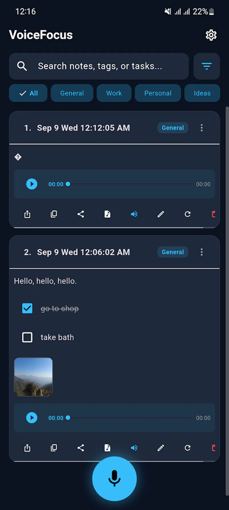 VoiceFocus : Notes & Tasks screenshot 2