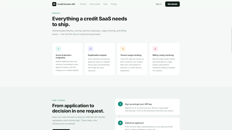 Credit Decision API screenshot 2