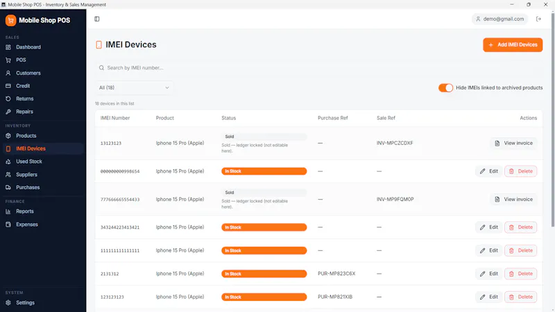 Mobile Shop POS screenshot 1