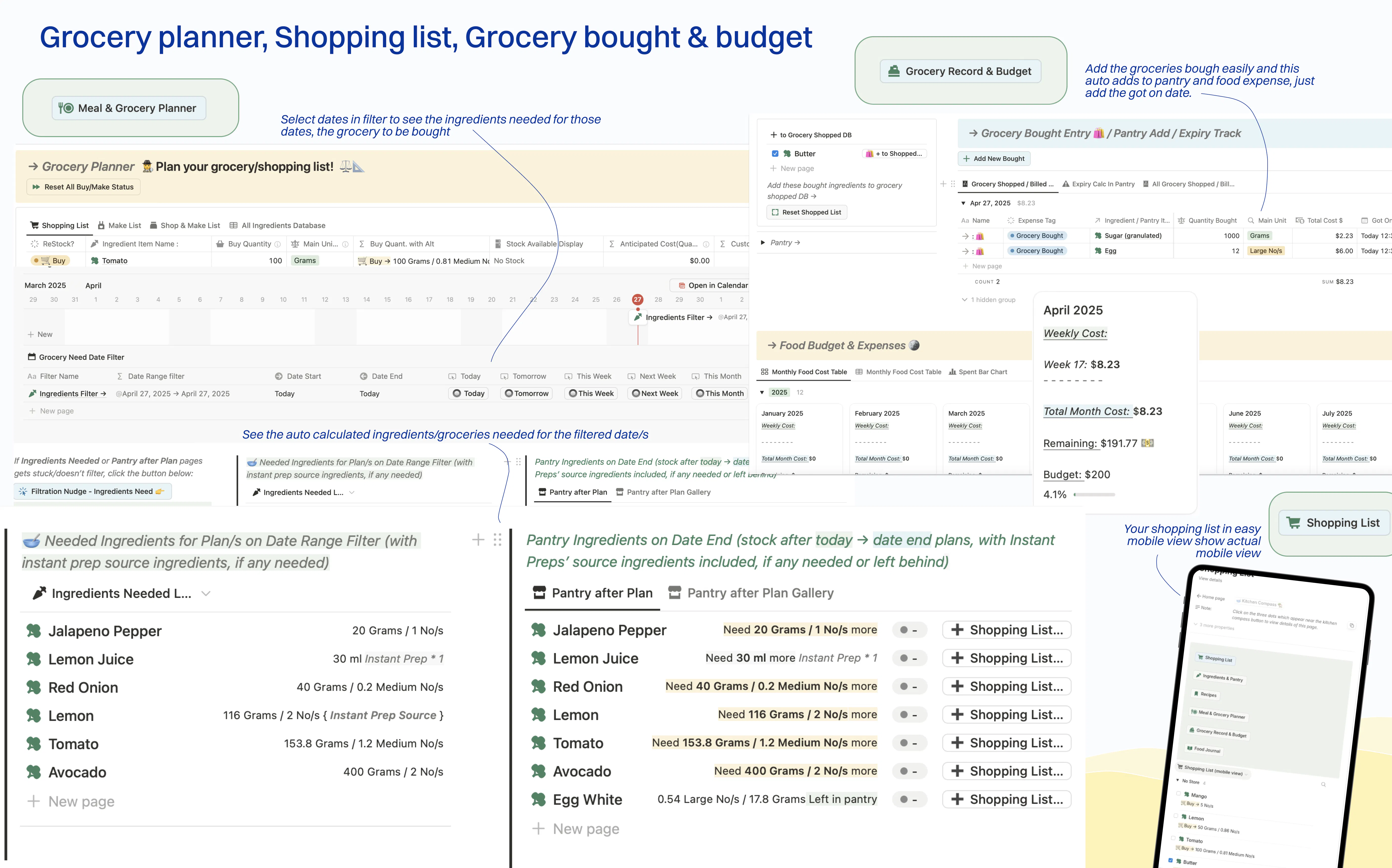 Advanced Notion Meal Planner gallery image