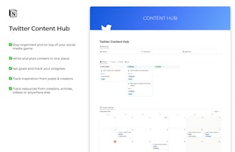 Twitter Content Hub Notion Dashboard gallery image