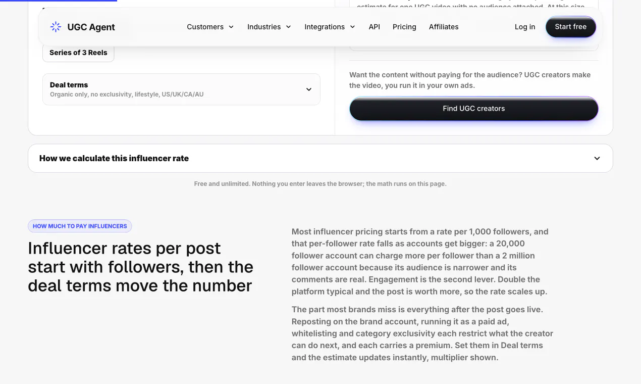Influencer Rate Calculator gallery image