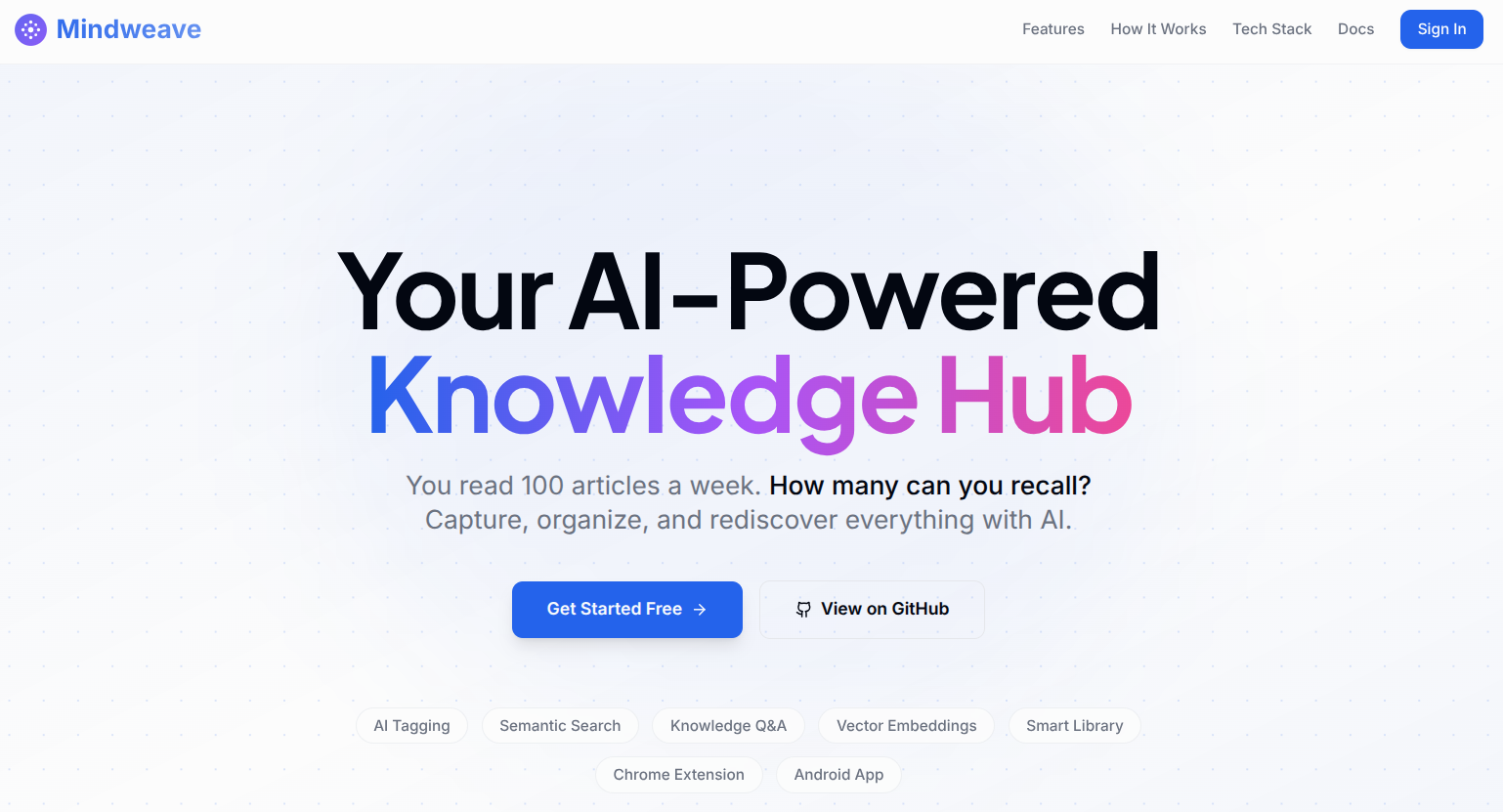 Mindweave - Main product screenshot demonstrating key features and user interface