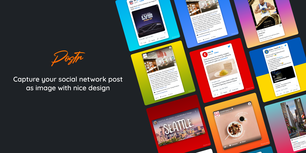 Postr.me - Capture social network post to nice image and video media 1