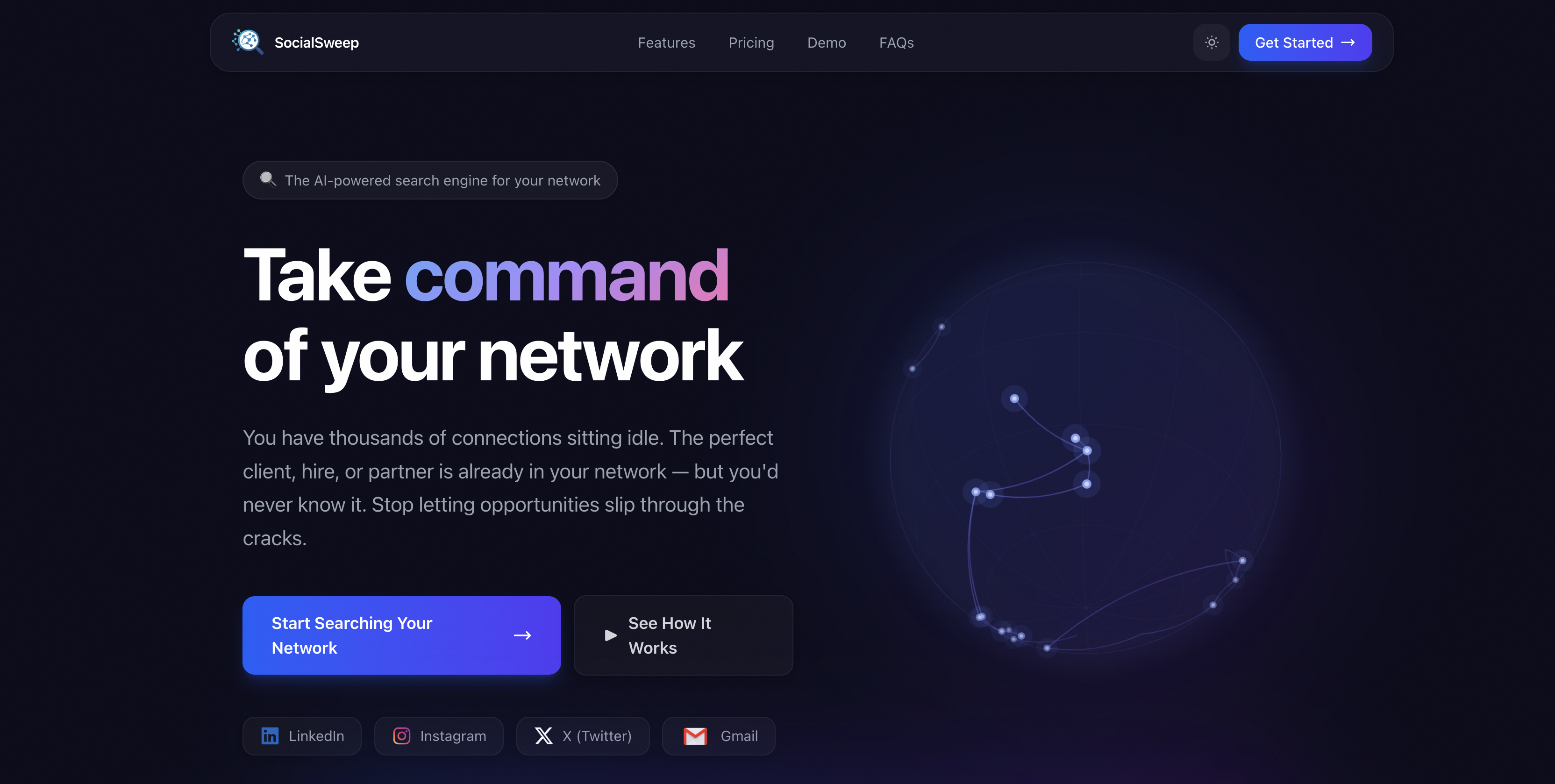 SocialSweep AI - Main product screenshot demonstrating key features and user interface