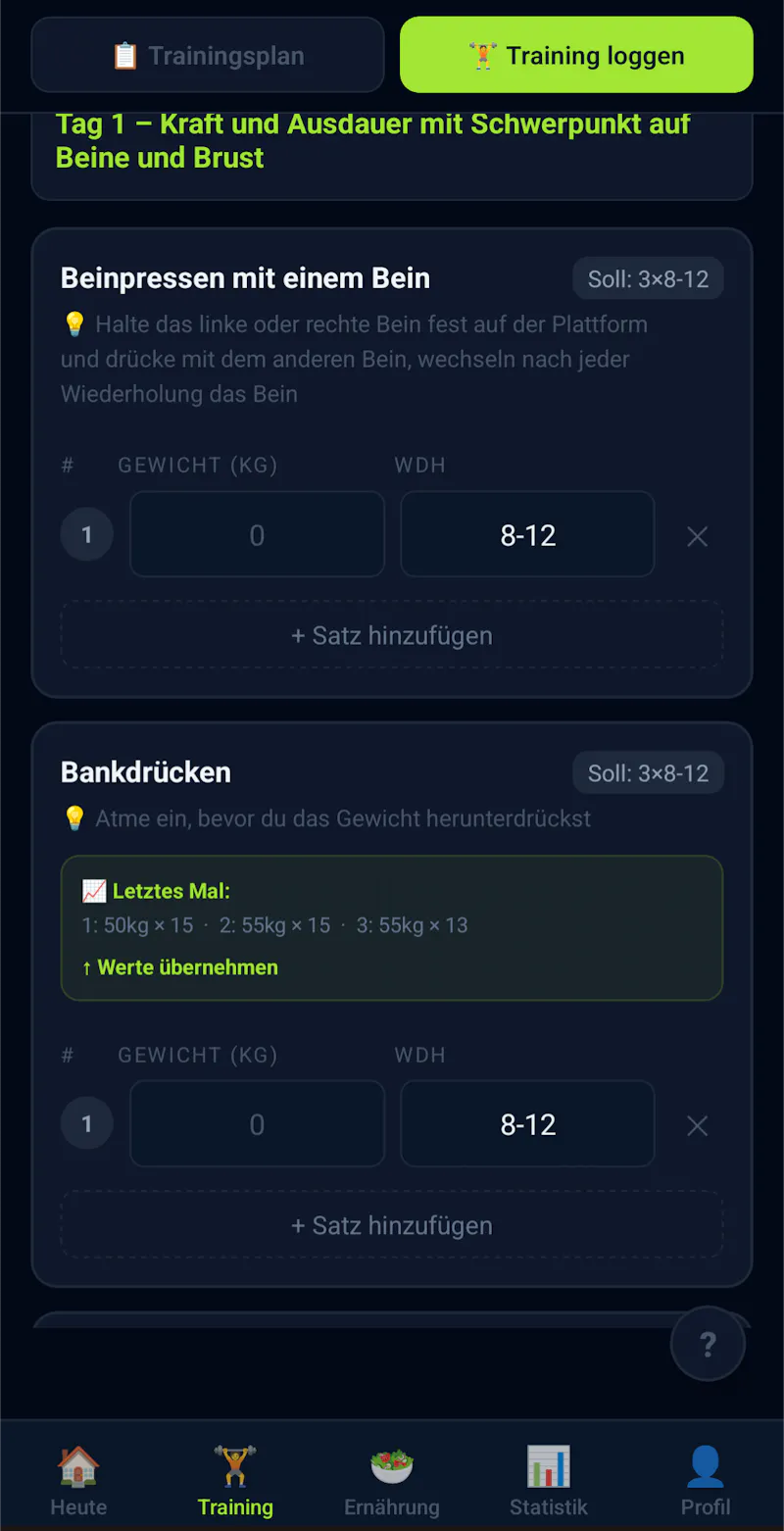 AI Trainer – KI Fitnessplan screenshot 4