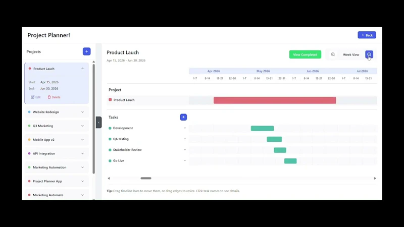 Project Planner! screenshot 1 (video preview)
