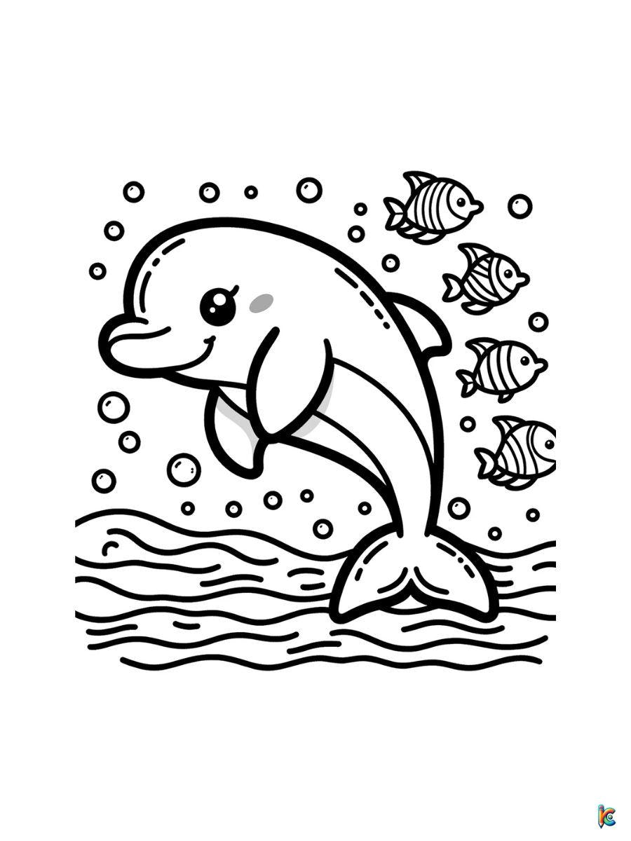 Pagine da colorare di delfino - Immergiti nell'arte oceanica: pagine da colorare di delfini gratuite media 2