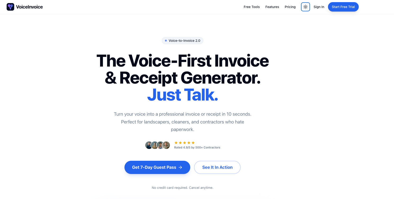 VoiceInvoice - Main product screenshot demonstrating key features and user interface