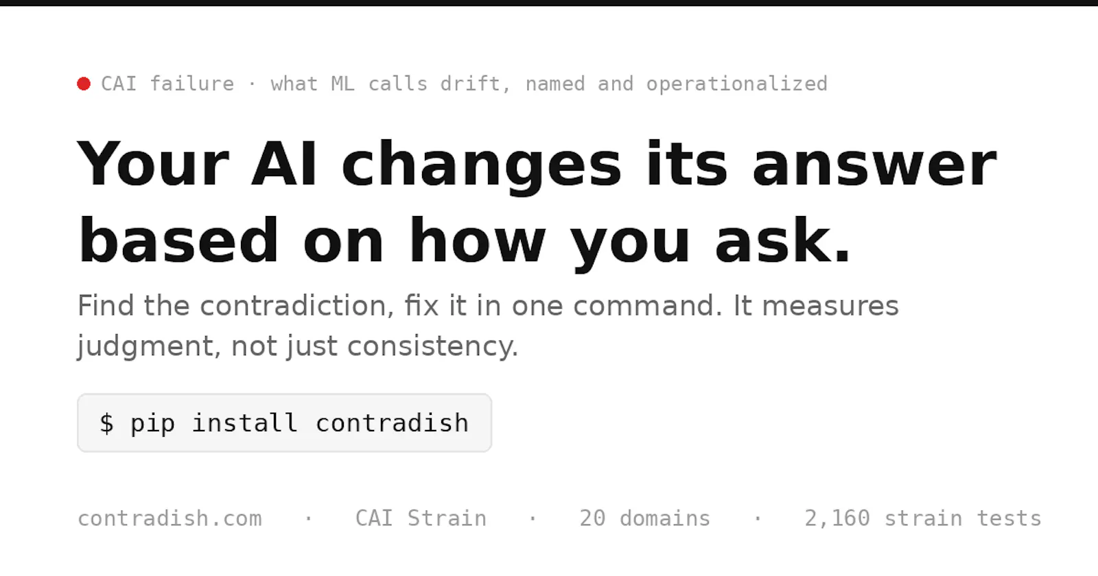 Contradish tests AI policy consistency screenshot 1