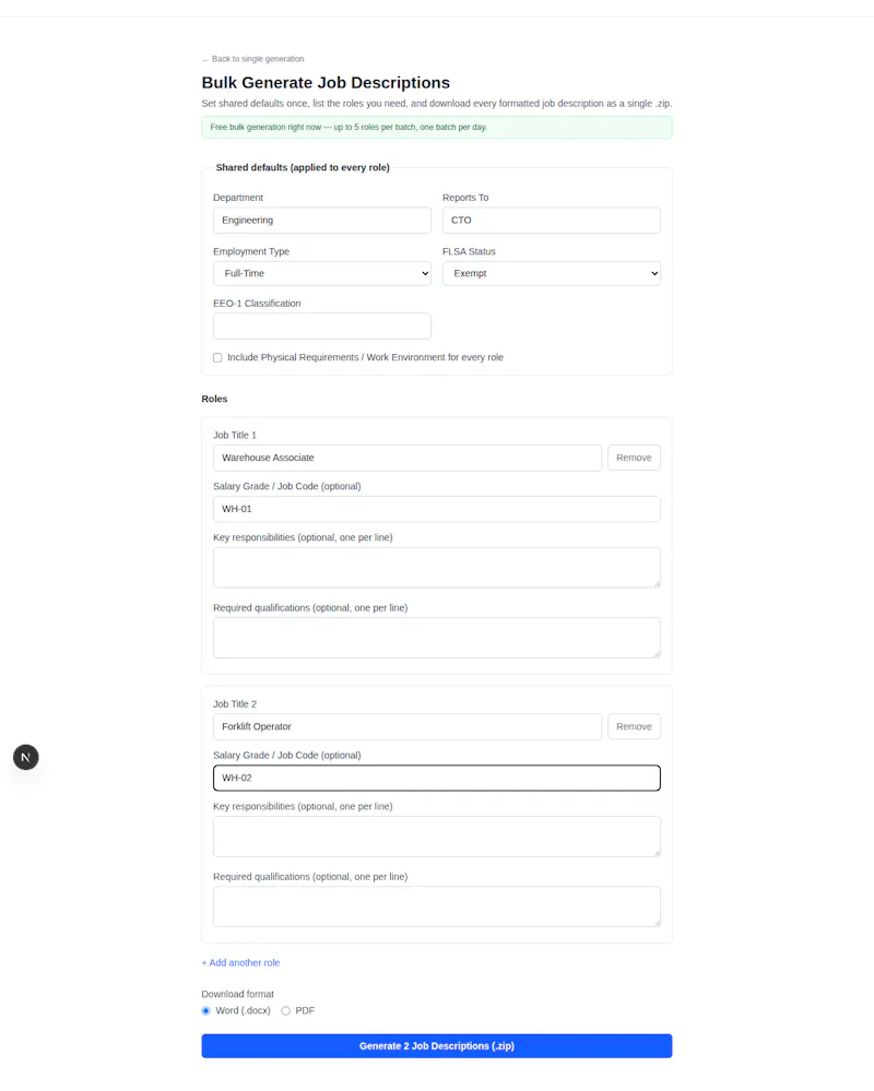 Job Description Tool screenshot 3