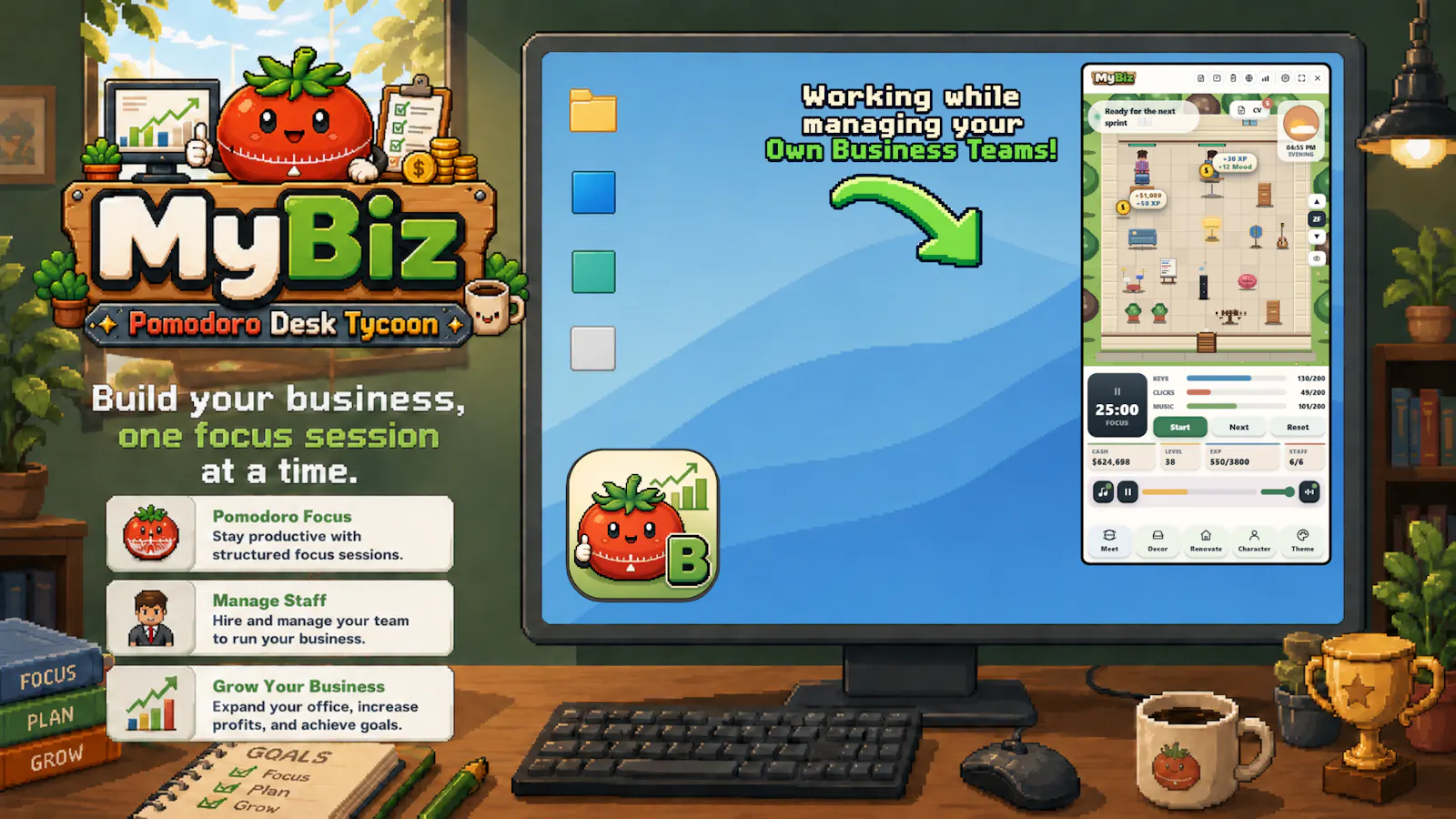 MyBiz: Pomodoro Desk Tycoon screenshot 2