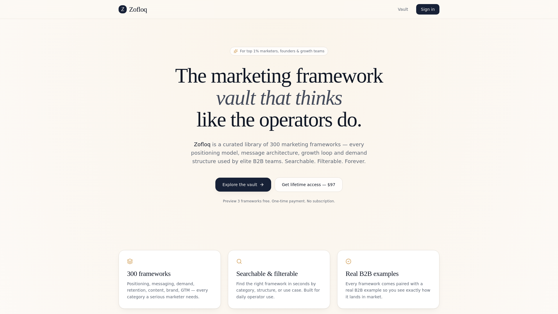 Zofloq — The Marketing Framework Vault gallery image