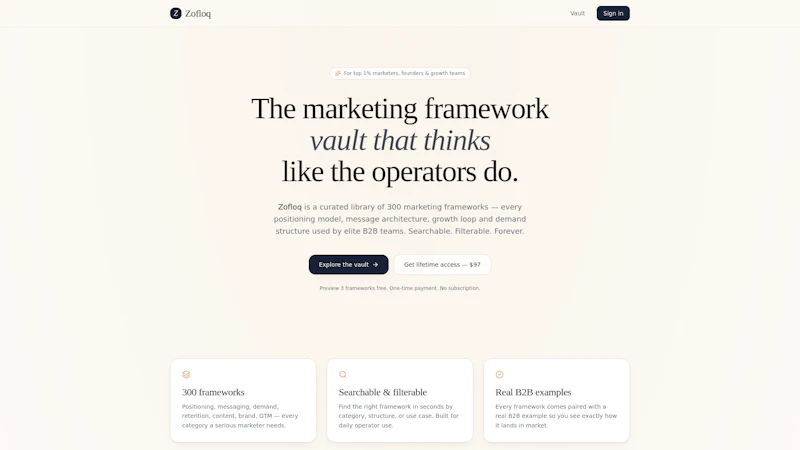 Zofloq — The Marketing Framework Vault screenshot 1