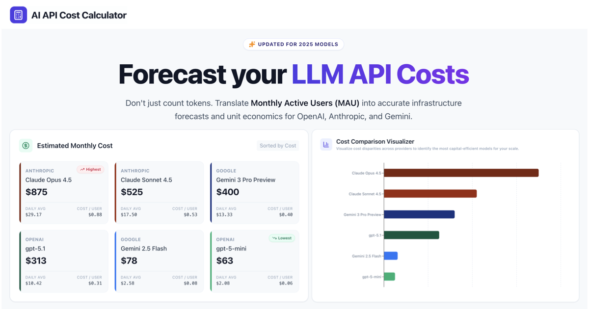 AI API Cost Calculator gallery image