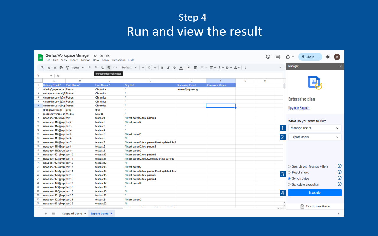 천재 작업 공간 관리자 - Google Sheets ™에서 Google 작업 공간을 관리하십시오. 미디어 5