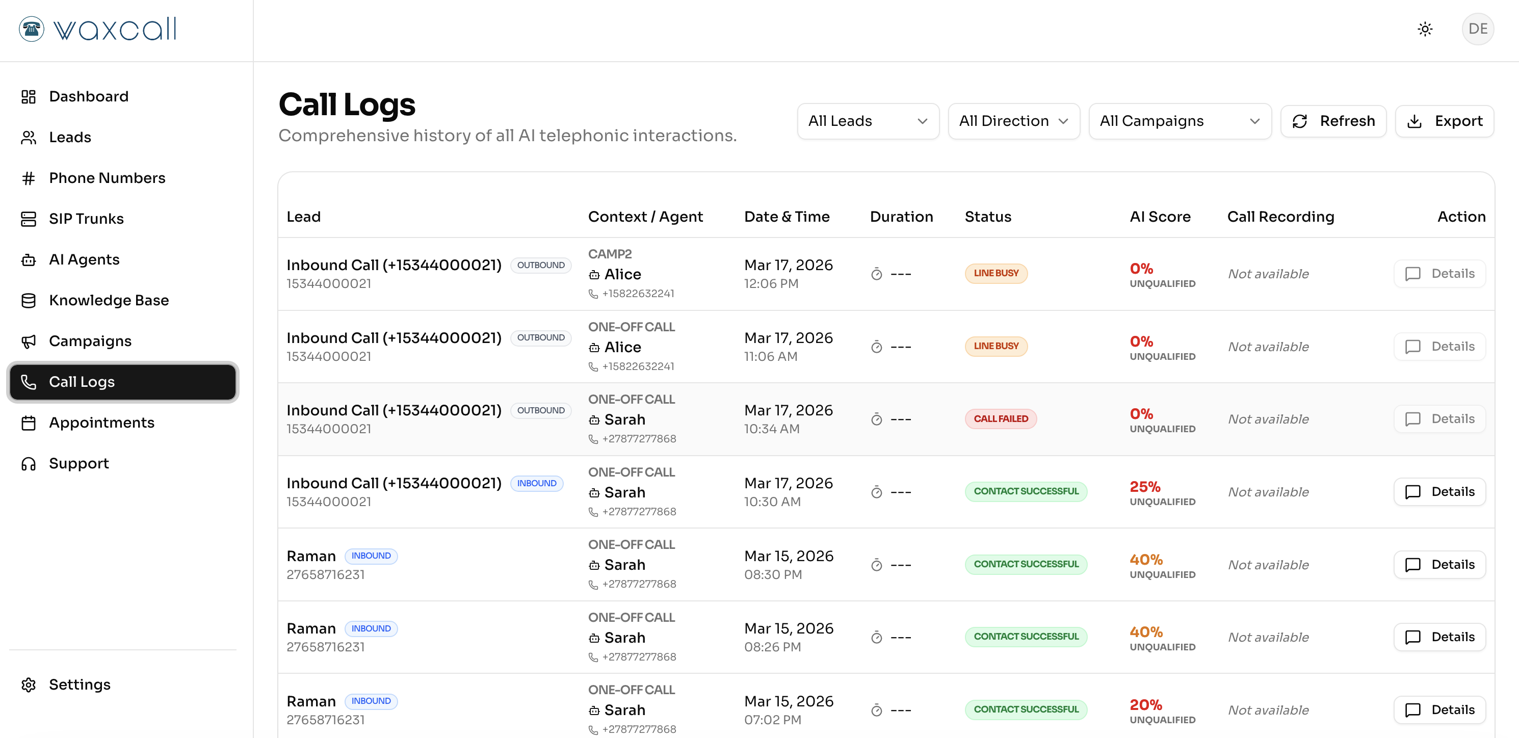 Waxcall Calling AI Agents gallery image