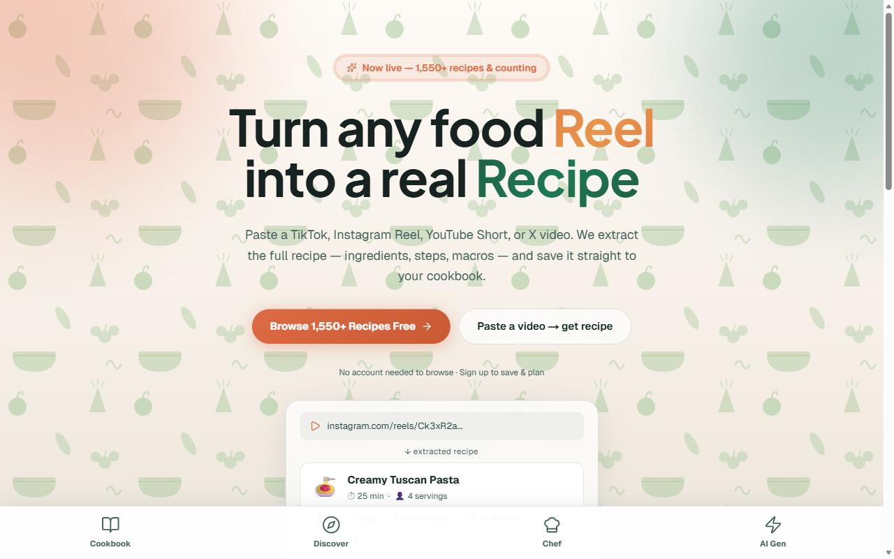 ReelRecipes - Screenshot 3 showing product features and functionality