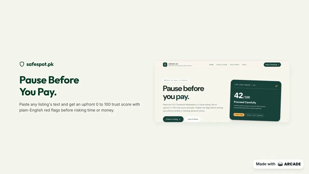 Marketplace Risk Detector — Safespot  gallery image