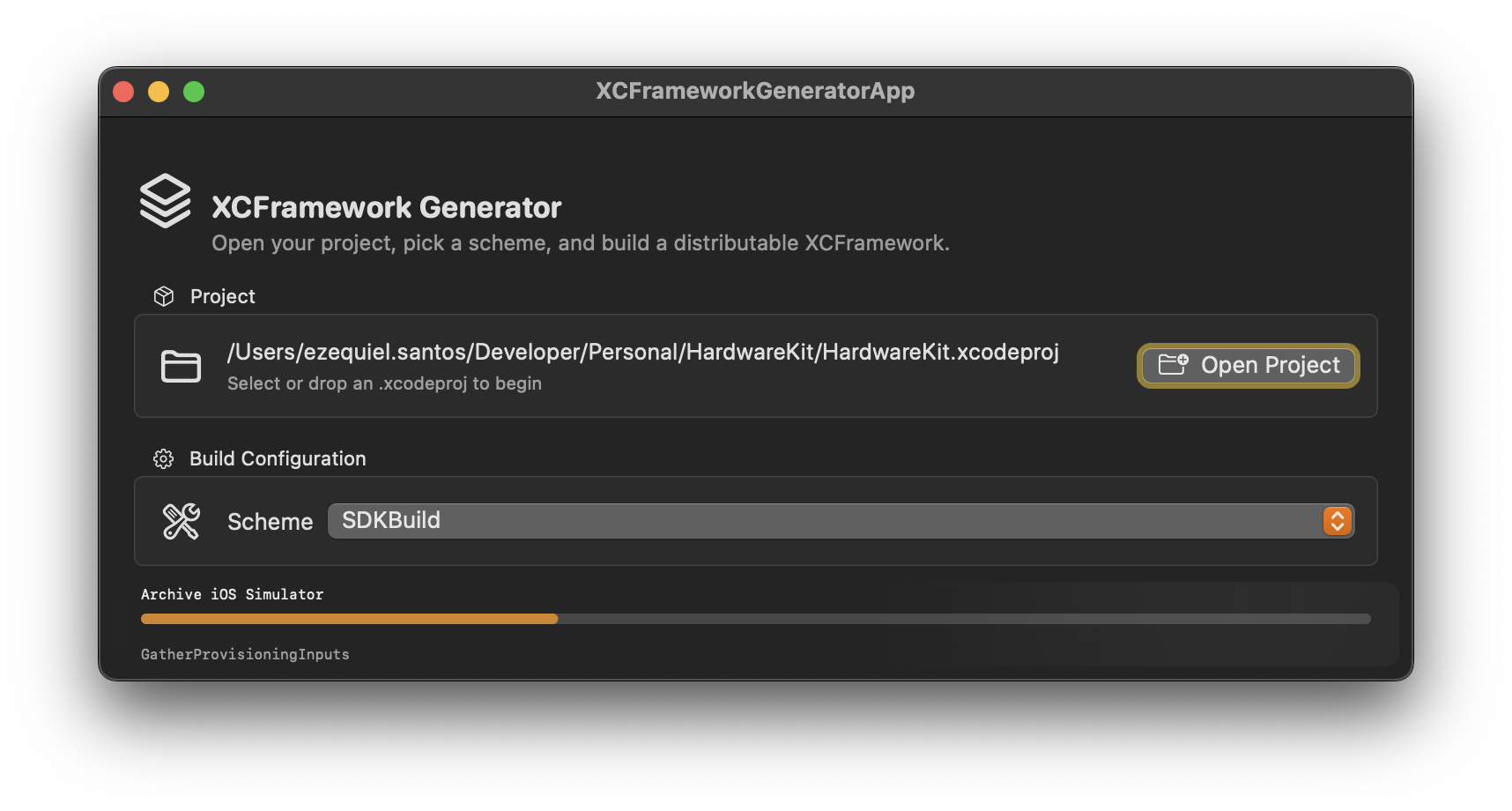 XCFrameworkGeneratorApp gallery image
