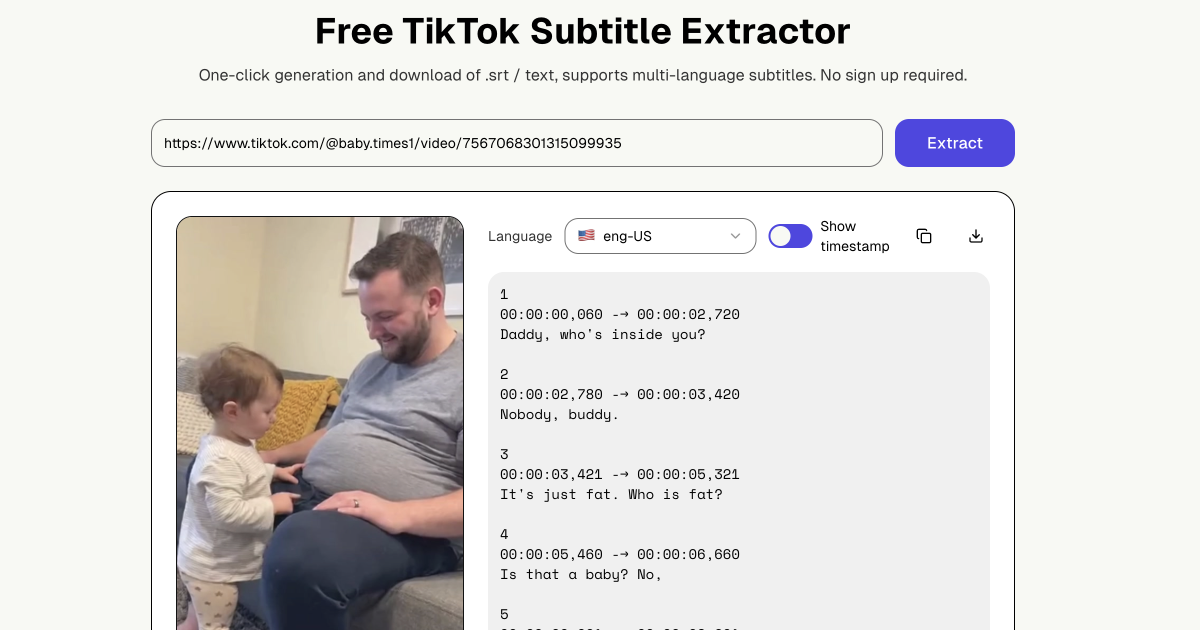 Free TikTok Transcript Generator  - Product Hunt launch logo