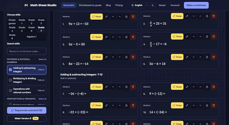 Math Sheet Studio screenshot 3