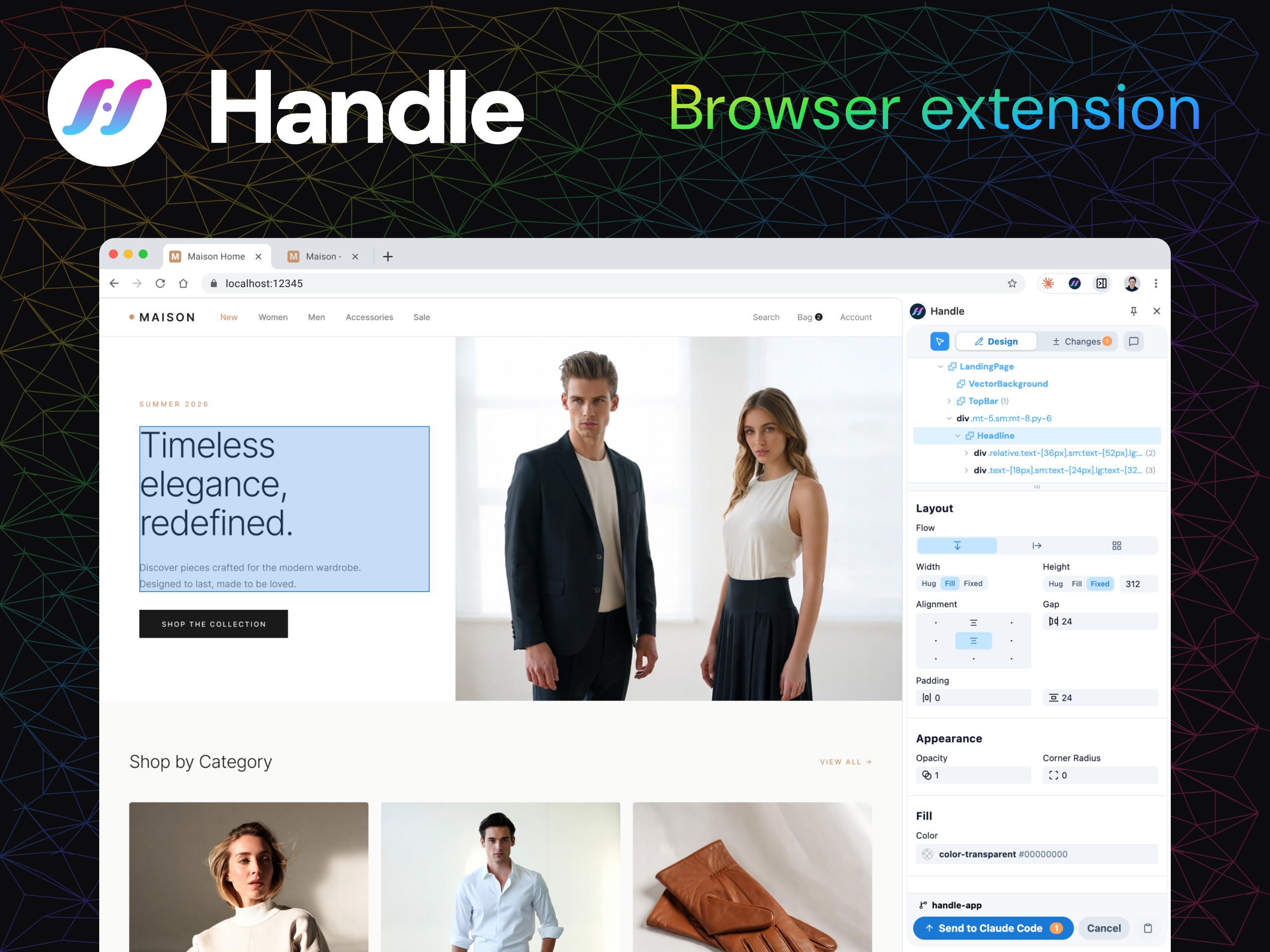 Handle: Refine UI in the browser, feed changes to your coding agent | Product Hunt