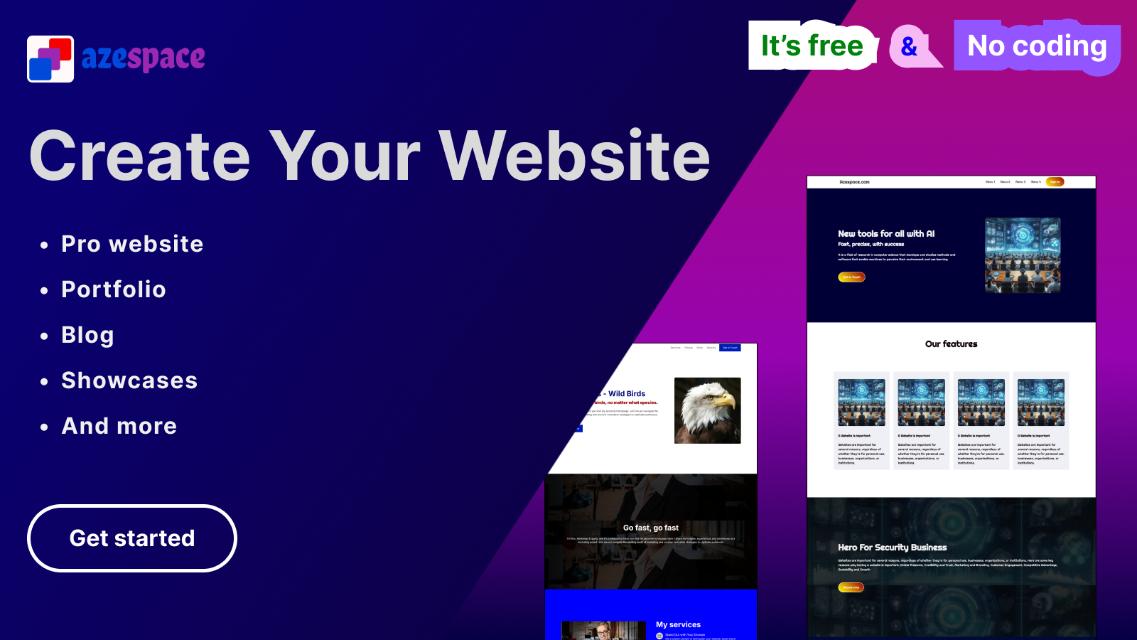 Azespace.com - Создайте свой сайт - без кодирования и бесплатно медиа 2