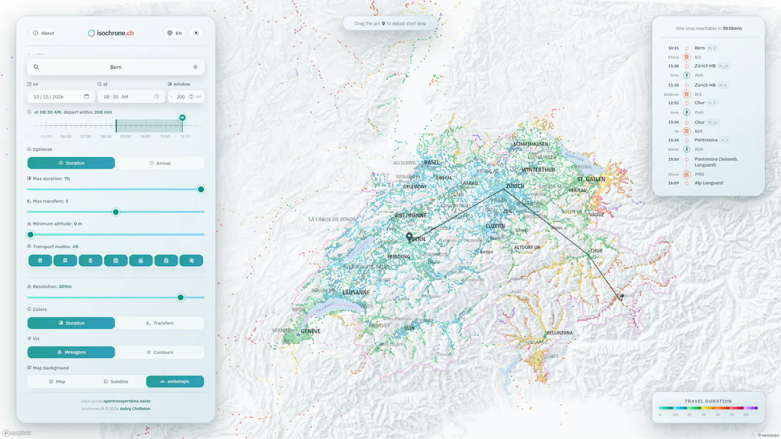Isochrone.ch screenshot 3