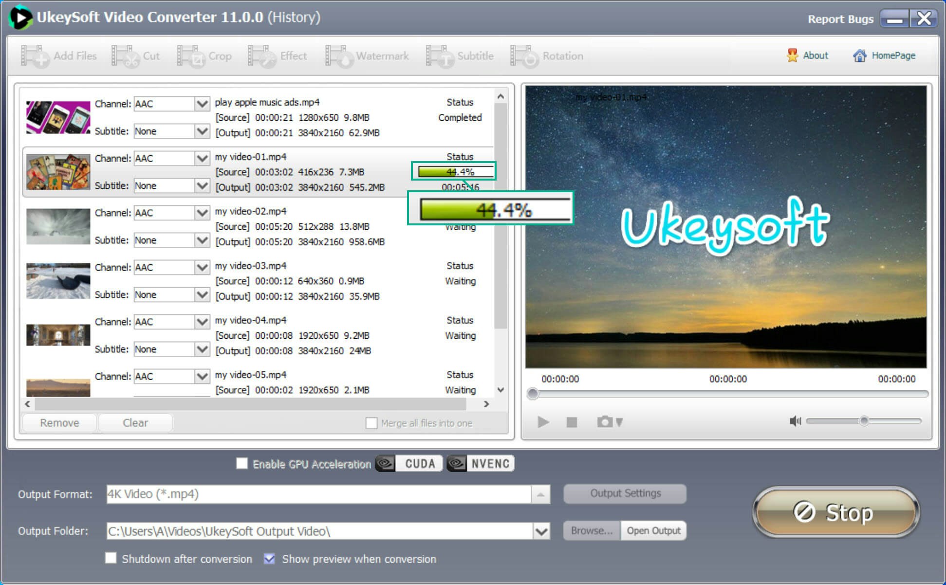 Ukeysoft Video Converter - VIDEO in MP4, MOV, FLV, MKV, iPhone, Android usw. konvertieren. Medien 5