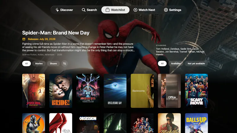 WatchQueue- Watchlist for Apple TV screenshot 1