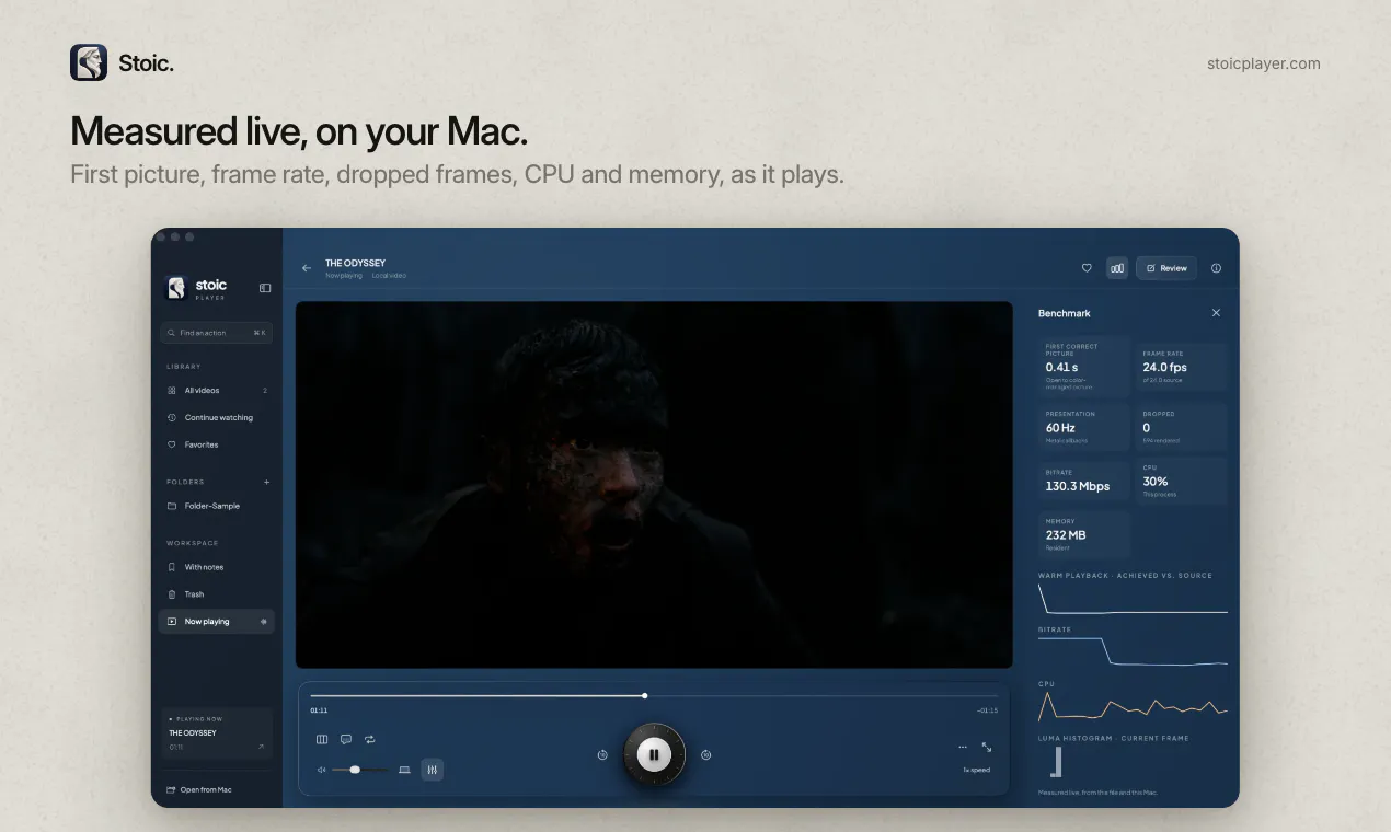 Stoic — HDR video player for Mac gallery image