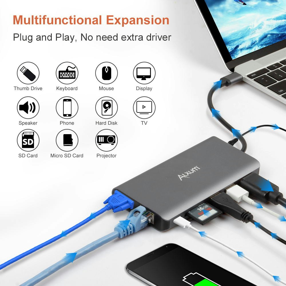 Alxum 8-in-1 USB C Hub online again