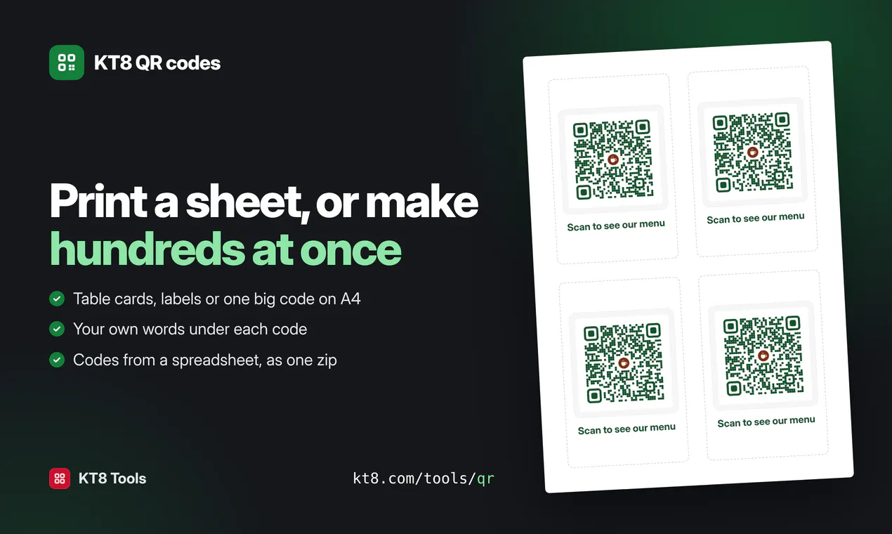 KT8 QR codes gallery image