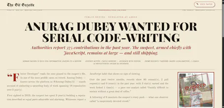 The Git Gazette — Any GitHub, Printed gallery image