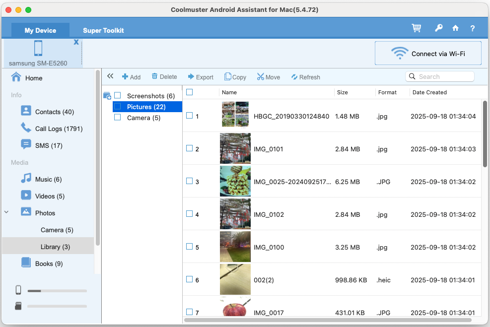 Coolmuster Android Assistant for Mac - Screenshot 5 showing product features and functionality