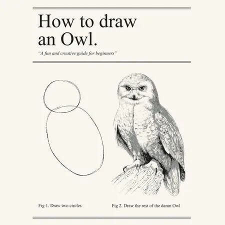 Draw the owl, a value made popular by Twilio, means there's no guide to problem solving. You have to doing the hard and creative work to finish drawing the owl.