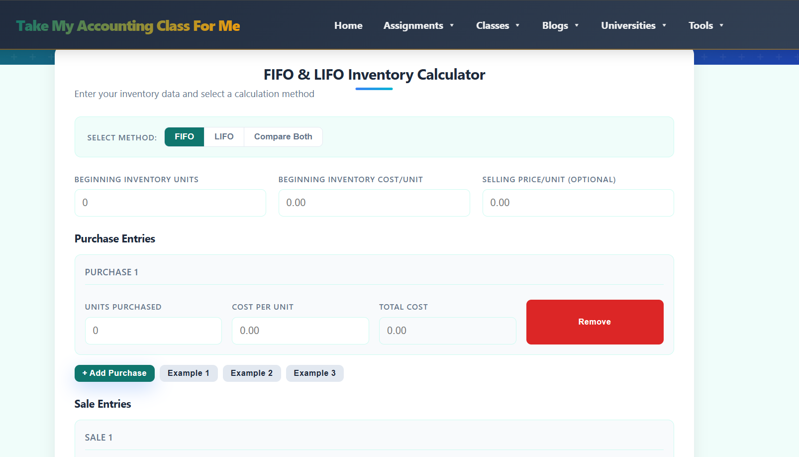 FIFO & LIFO Inventory Calculator - Main product screenshot demonstrating key features and user interface