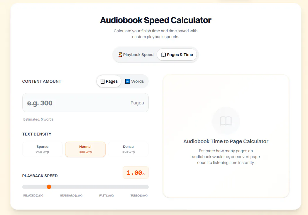 Audiobook Speed Calculator gallery image