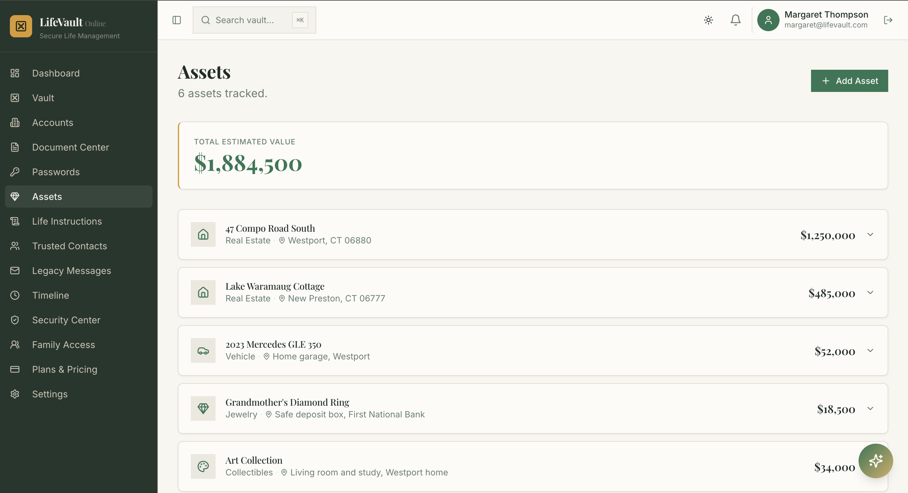LifeVault Online - Screenshot 3 showing product features and functionality